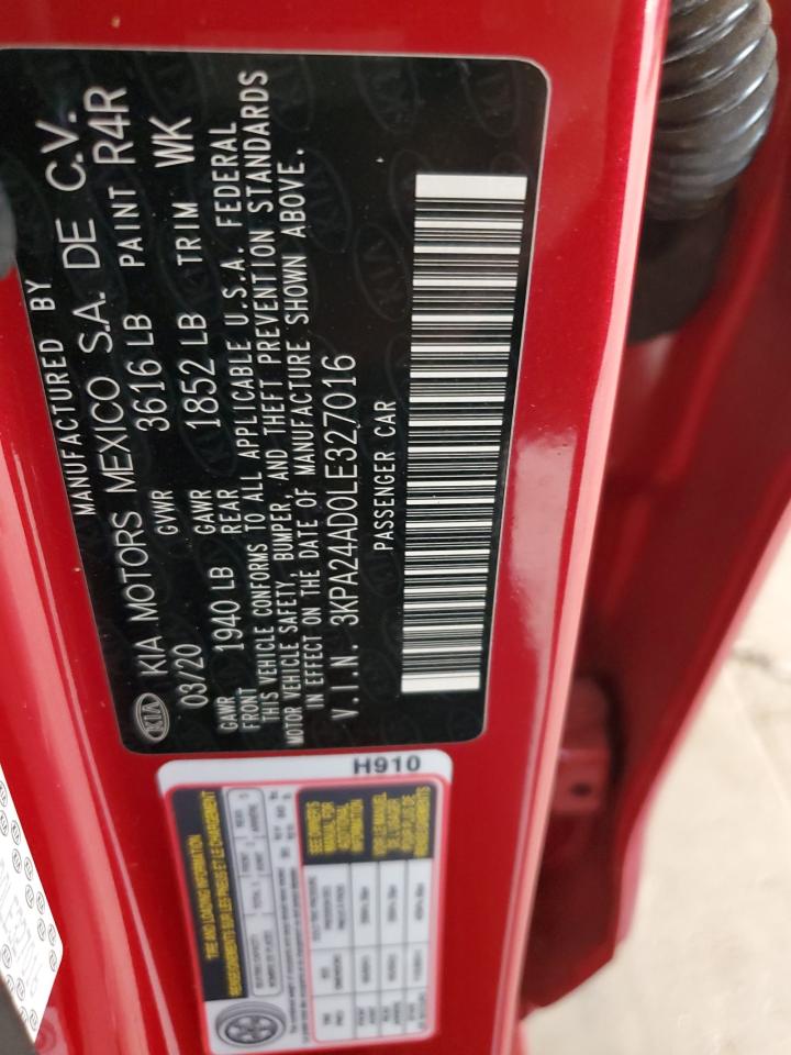 2020 Kia Rio Lx VIN: 3KPA24AD0LE327016 Lot: 56048095