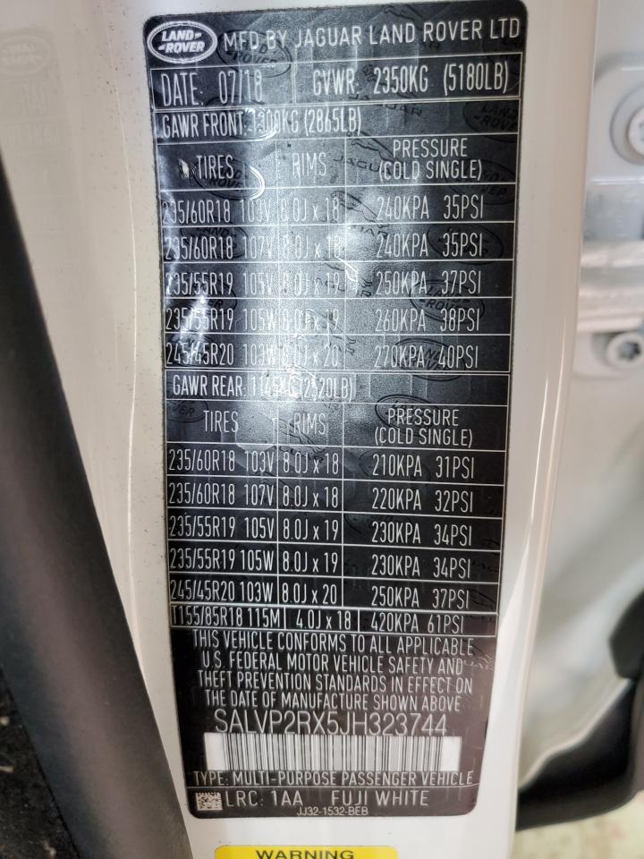 2018 Land Rover Range Rover Evoque Se VIN: SALVP2RX5JH323744 Lot: 57509385