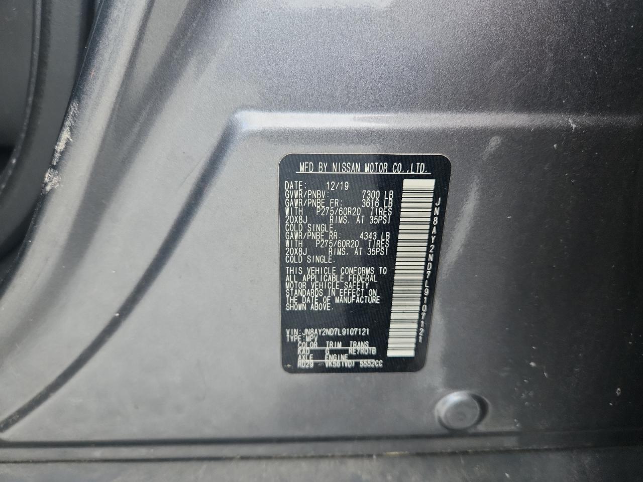 JN8AY2ND7L9107121 NISSAN ARMADA 2020