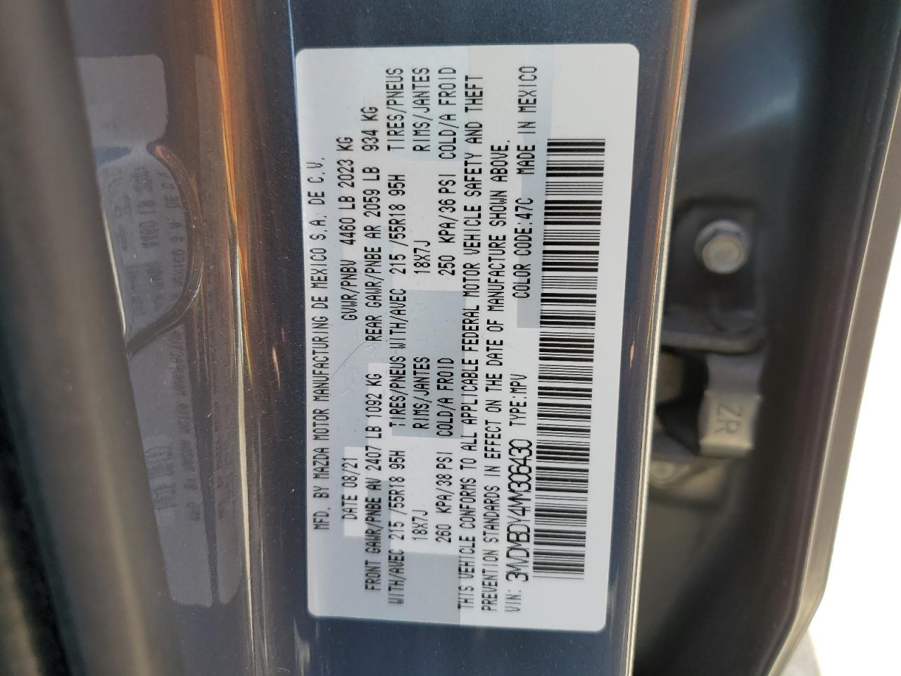 2021 Mazda Cx-30 Premium VIN: 3MVDMBDY4MM306430 Lot: 57619195