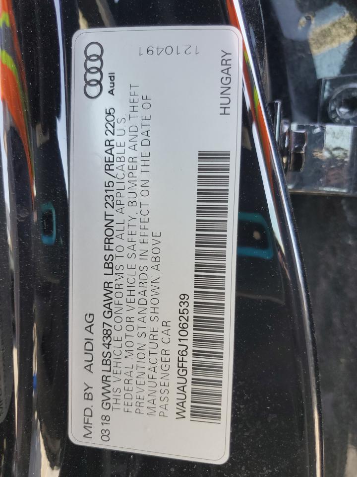 2018 Audi A3 Premium VIN: WAUAUGFF6J1062539 Lot: 56676835