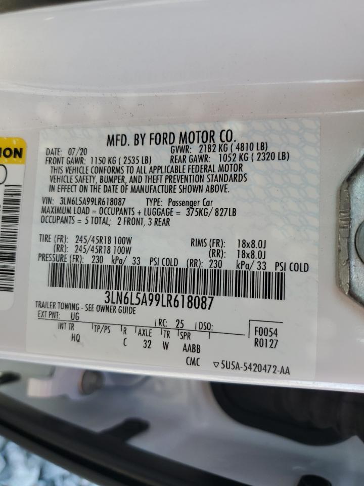2020 Lincoln Mkz VIN: 3LN6L5A99LR618087 Lot: 56726985
