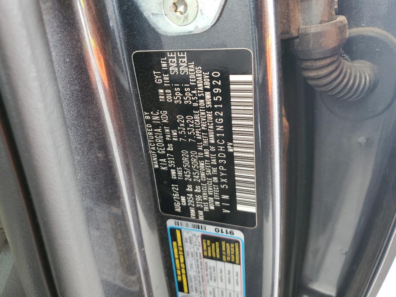 2022 Kia Telluride Ex VIN: 5XYP3DHC1NG215920 Lot: 57167605