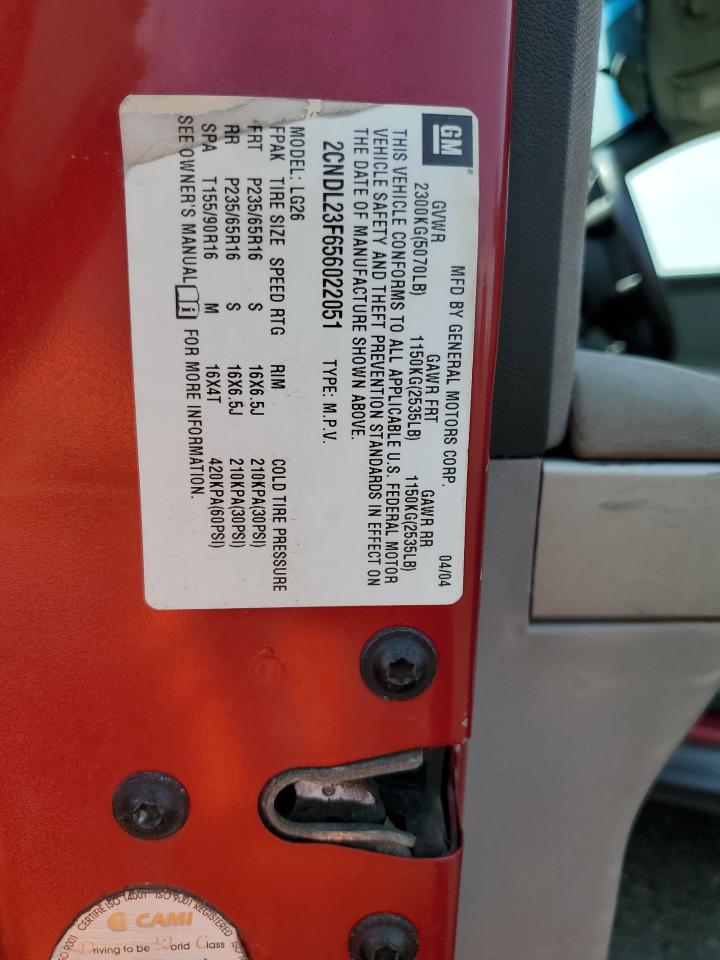 2005 Chevrolet Equinox Ls VIN: 2CNDL23F656022051 Lot: 55934255