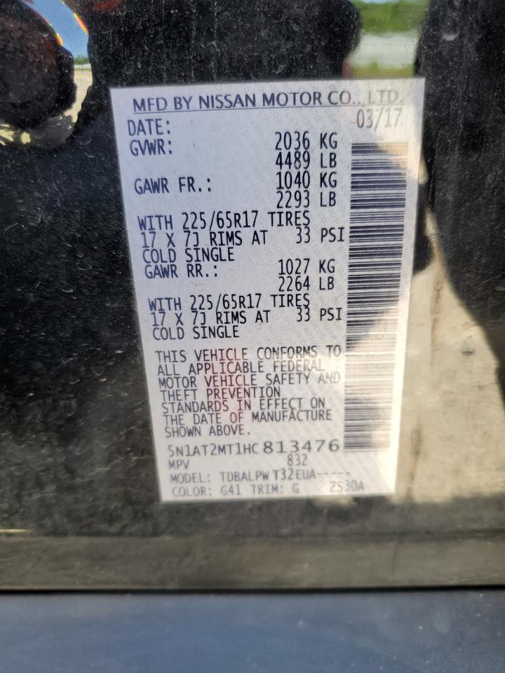 2017 Nissan Rogue S VIN: 5N1AT2MT1HC813476 Lot: 56934035