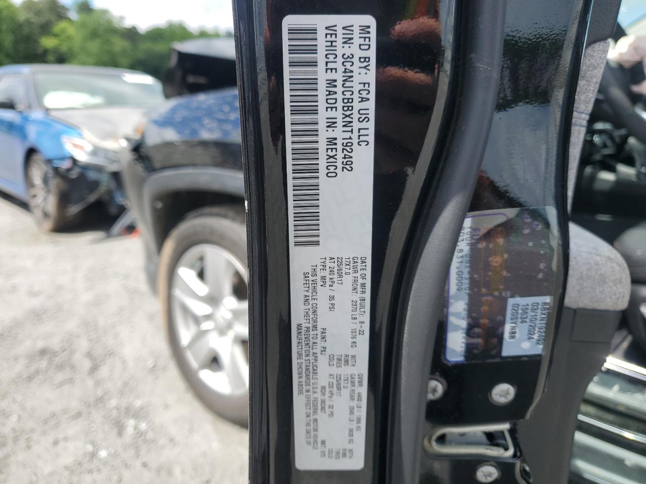 2022 Jeep Compass Latitude VIN: 3C4NJCBBXNT192492 Lot: 57164695