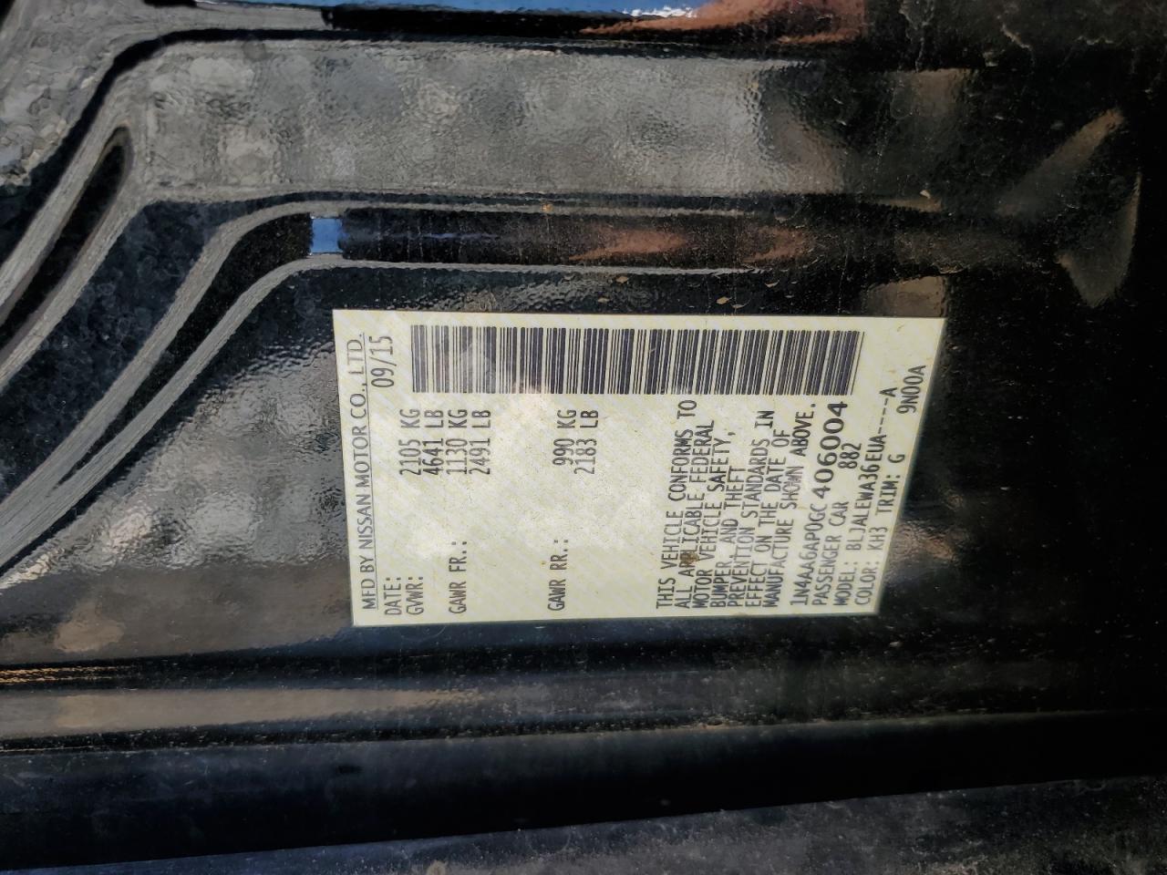 2016 Nissan Maxima 3.5S VIN: 1N4AA6AP0GC406004 Lot: 80430345