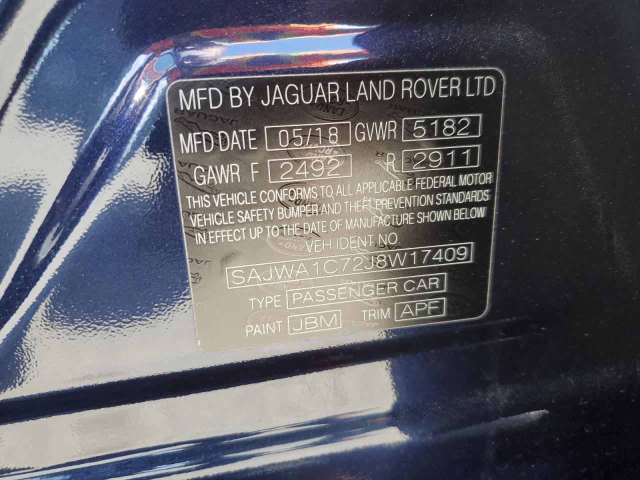 2018 Jaguar Xj R - Sport VIN: SAJWA1C72J8W17409 Lot: 56576455