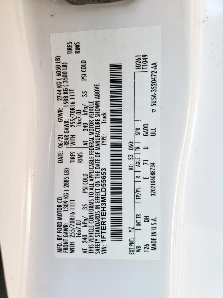 2021 Ford Ranger Xl VIN: 1FTER1EH3MLD55653 Lot: 57437195