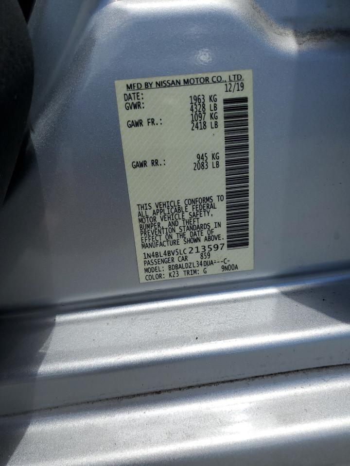 2020 Nissan Altima S VIN: 1N4BL4BV5LC213597 Lot: 56784225