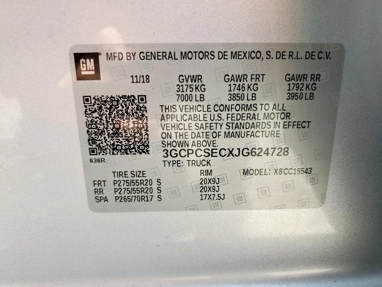 2018 Chevrolet Silverado C1500 Ltz VIN: 3GCPCSECXJG624728 Lot: 56547965