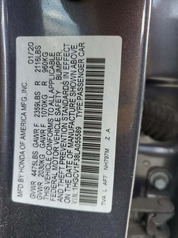 2020 Honda Accord Sport VIN: 1HGCV1F38LA055589 Lot: 56788225