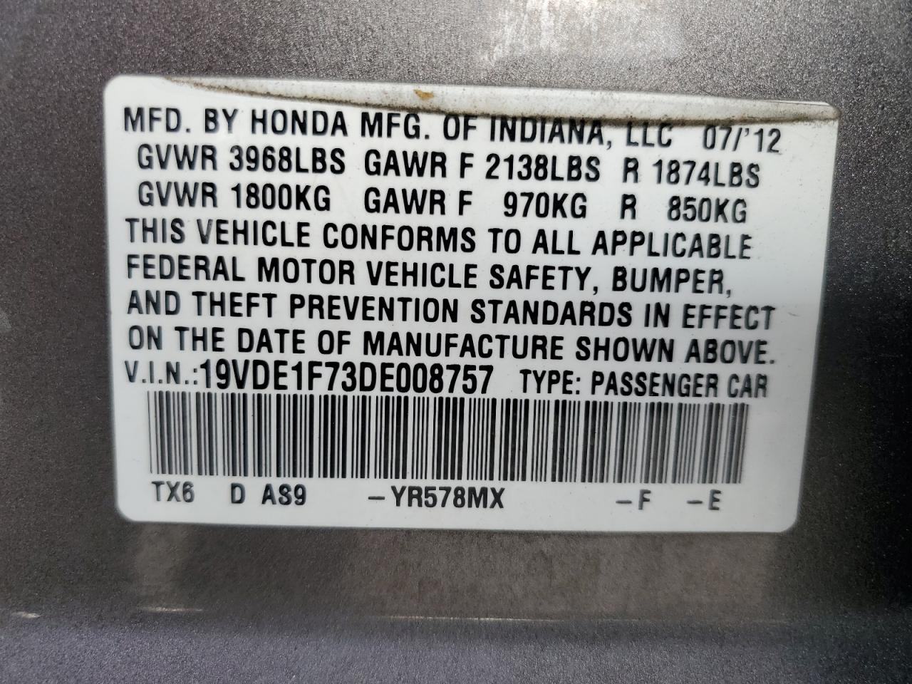 2013 Acura Ilx 20 Tech VIN: 19VDE1F73DE008757 Lot: 57274355