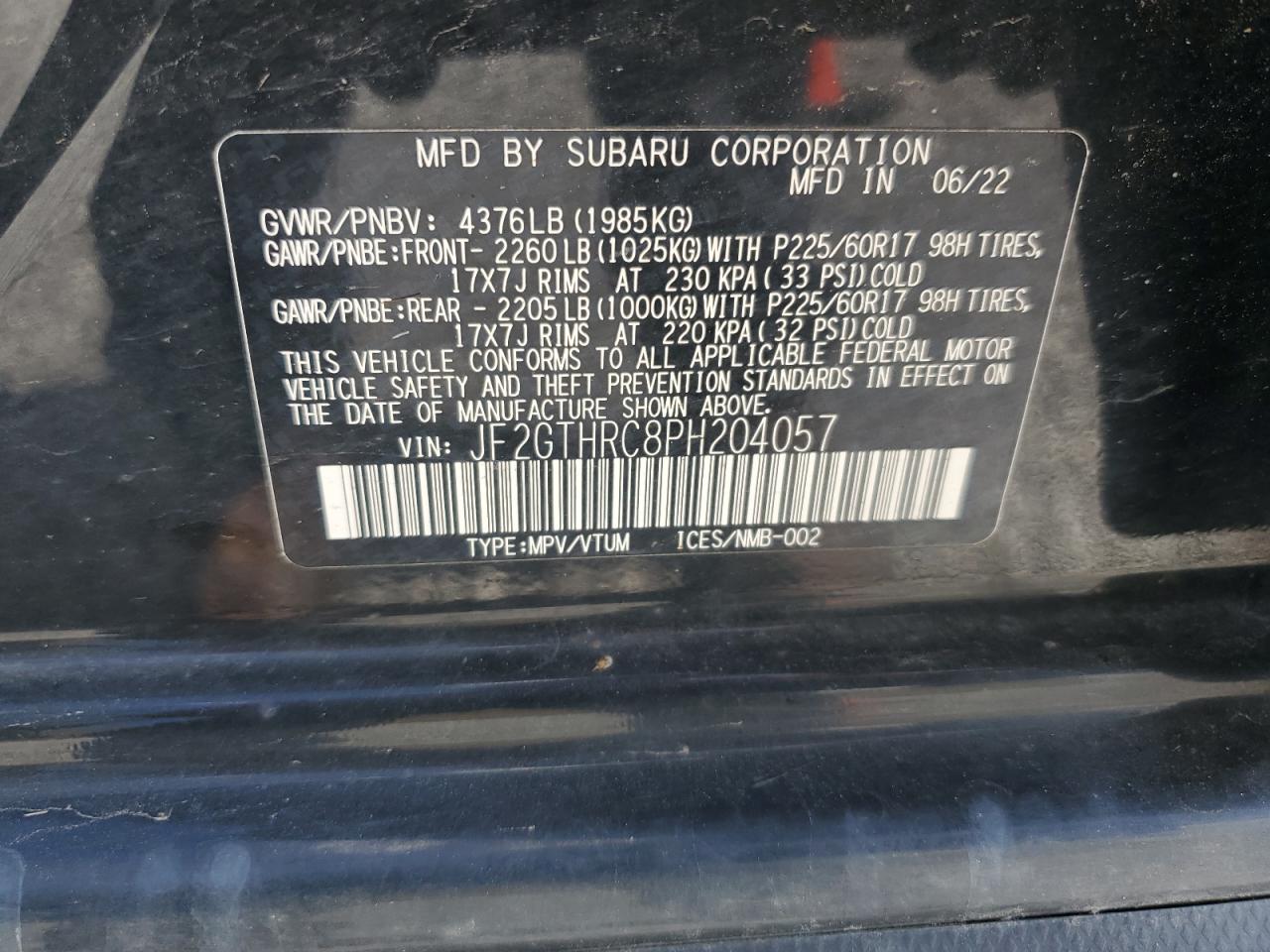 2023 Subaru Crosstrek Sport VIN: JF2GTHRC8PH204057 Lot: 57151115