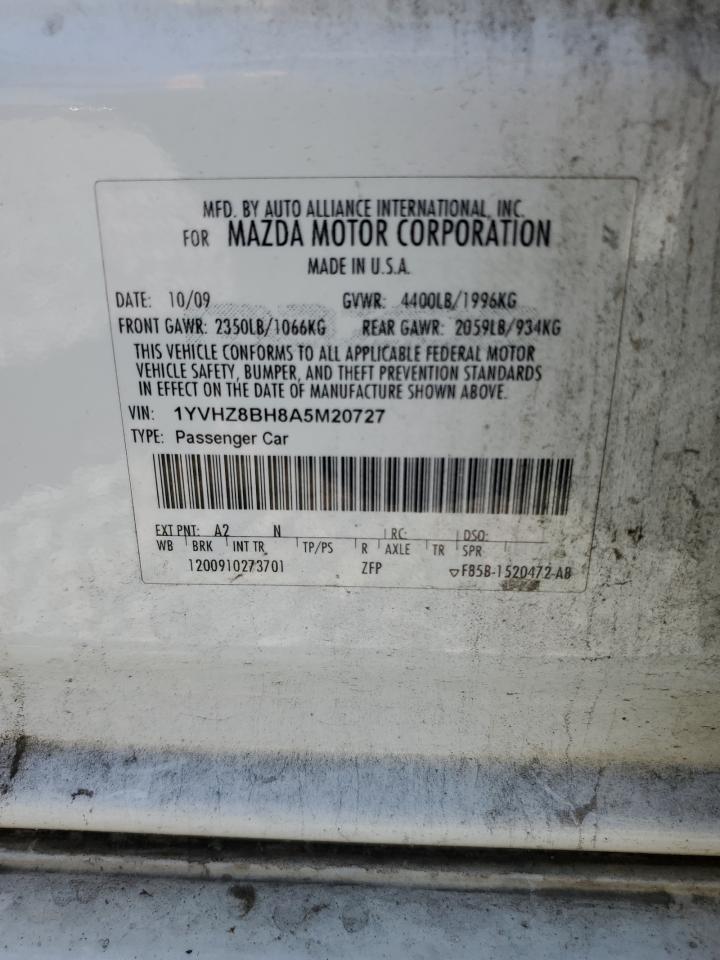 2010 Mazda 6 I VIN: 1YVHZ8BH8A5M20727 Lot: 57150645