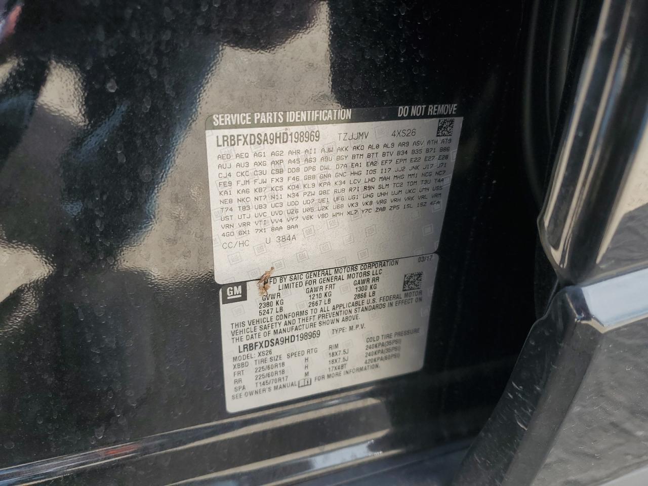 2017 Buick Envision Essence VIN: LRBFXDSA9HD198969 Lot: 57221355