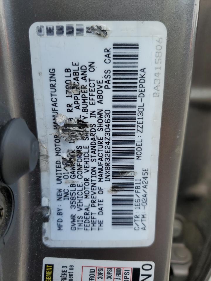 2004 Toyota Corolla Ce VIN: 1NXBR32E24Z304630 Lot: 56043555