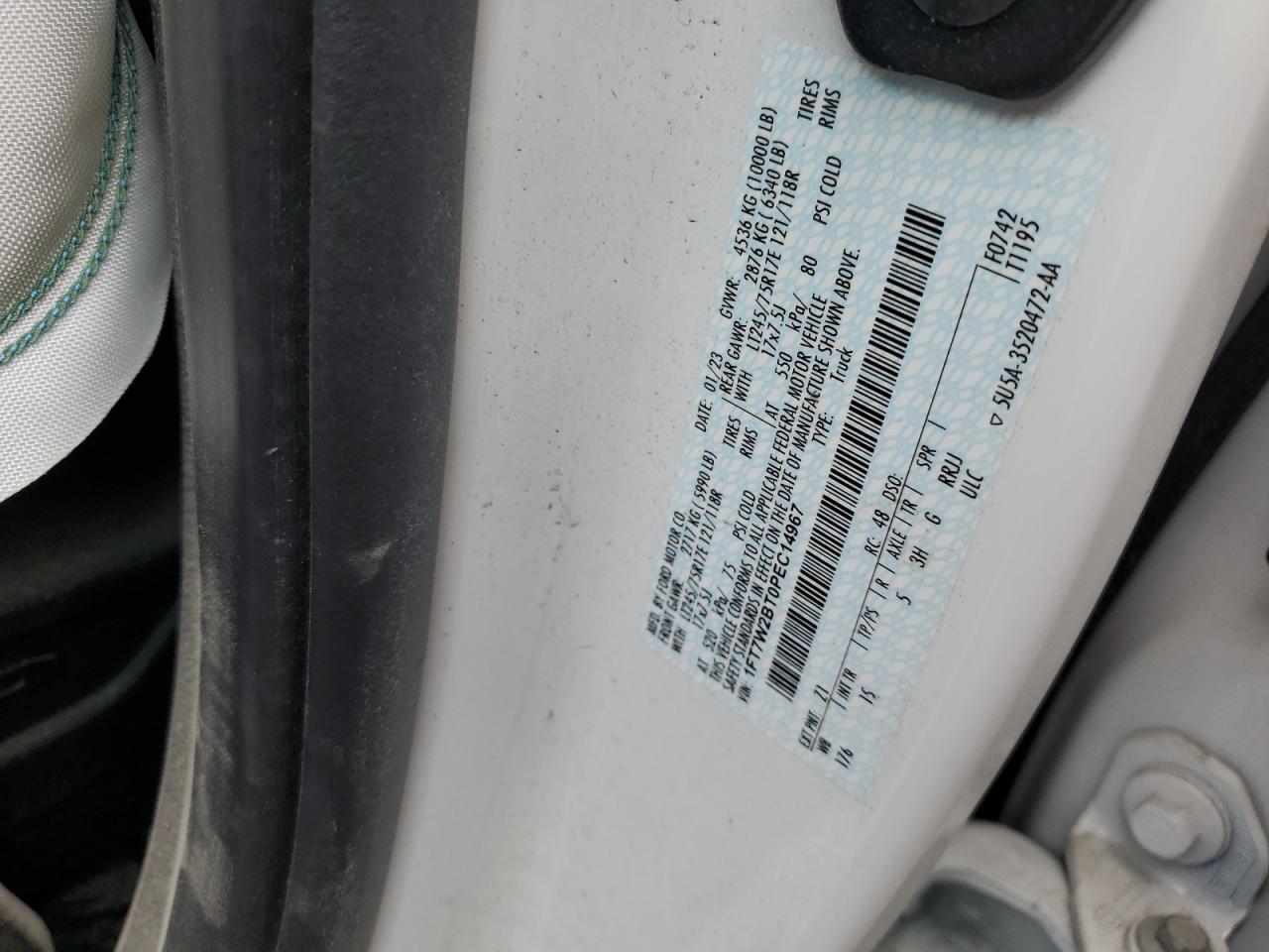 2023 Ford F250 Super Duty VIN: 1FT7W2BT0PEC14967 Lot: 58661045