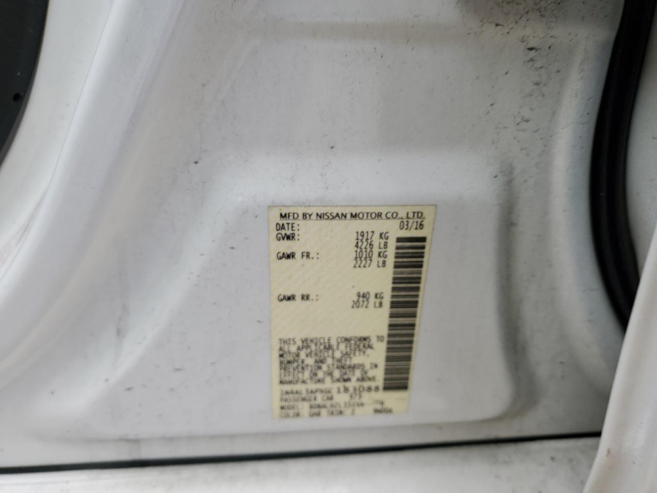 2016 Nissan Altima 2.5 VIN: 1N4AL3APXGC183088 Lot: 57322835