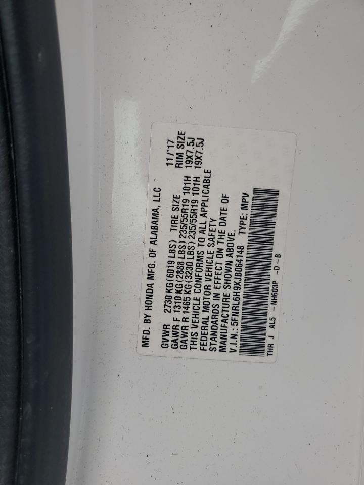 2018 Honda Odyssey Elite VIN: 5FNRL6H9XJB064148 Lot: 56214025