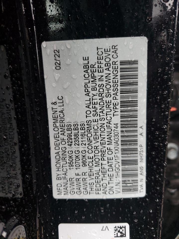 1HGCV1F1XNA030744 HONDA ACCORD 2022