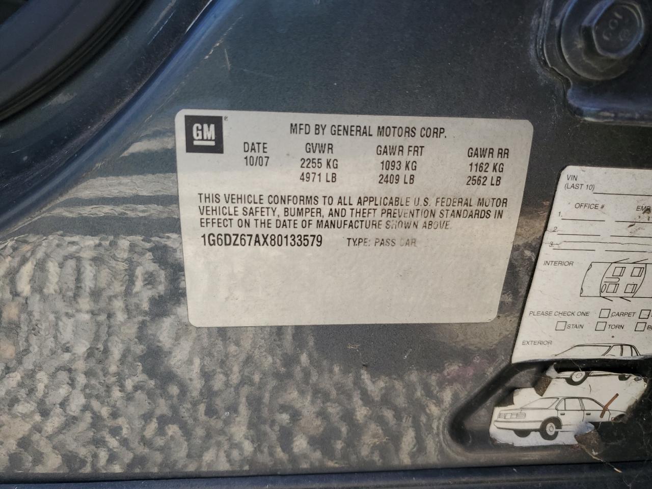 2008 Cadillac Sts VIN: 1G6DZ67AX80133579 Lot: 57639995
