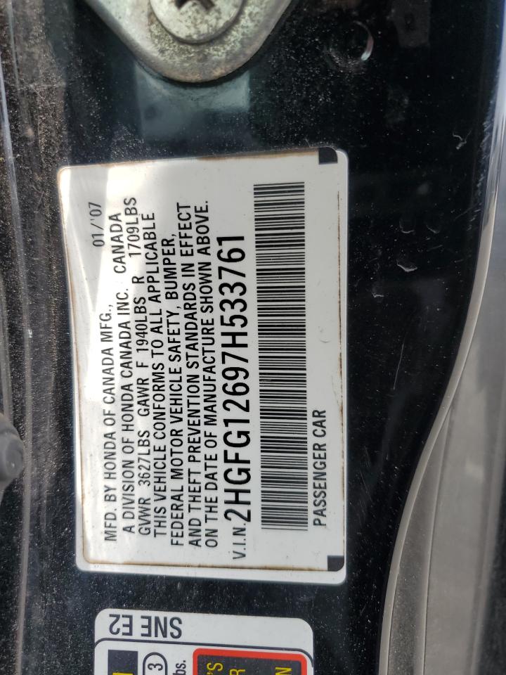 2007 Honda Civic Lx VIN: 2HGFG12697H533761 Lot: 58522575