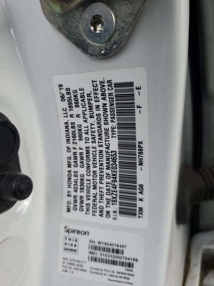 2019 Honda Insight Touring VIN: 19XZE4F94KE034653 Lot: 56658035