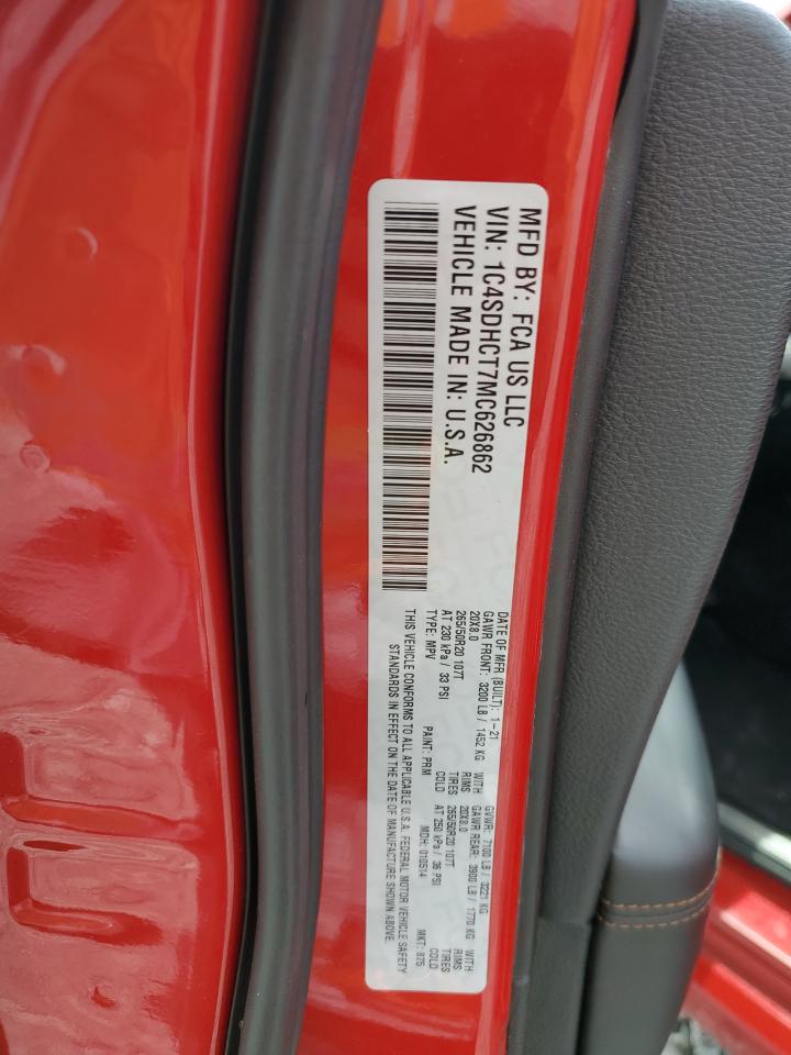 2021 Dodge Durango R/T VIN: 1C4SDHCT7MC626862 Lot: 58235315