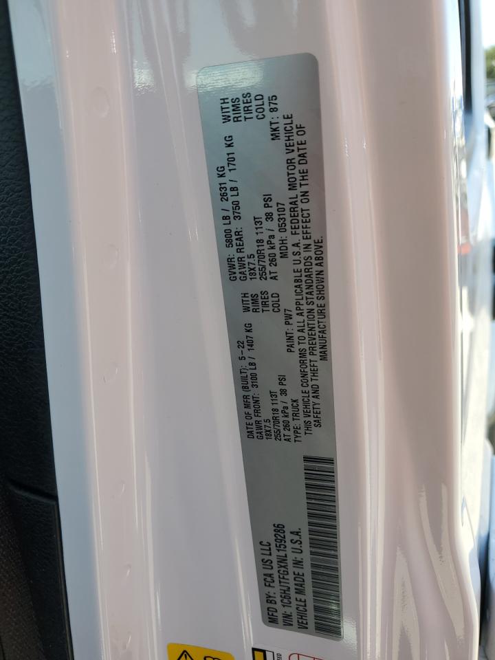 2022 Jeep Gladiator Overland VIN: 1C6HJTFGXNL159286 Lot: 56071285