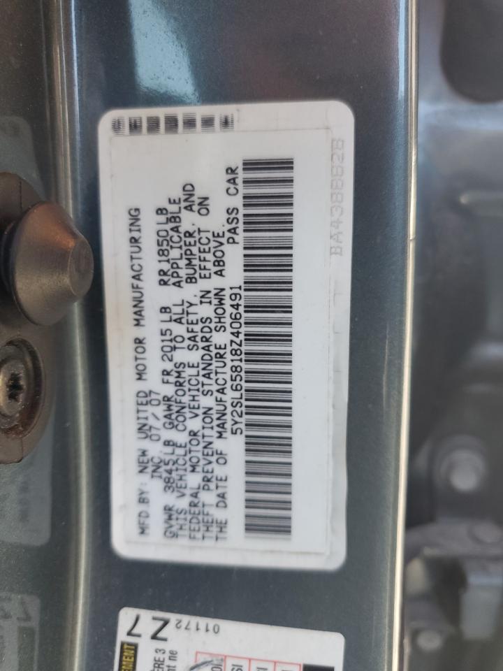 2008 Pontiac Vibe VIN: 5Y2SL65818Z406491 Lot: 55388515