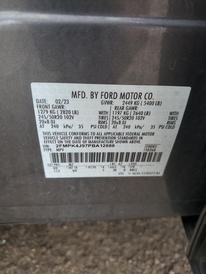 2023 Ford Edge Sel VIN: 2FMPK4J97PBA12888 Lot: 56999765