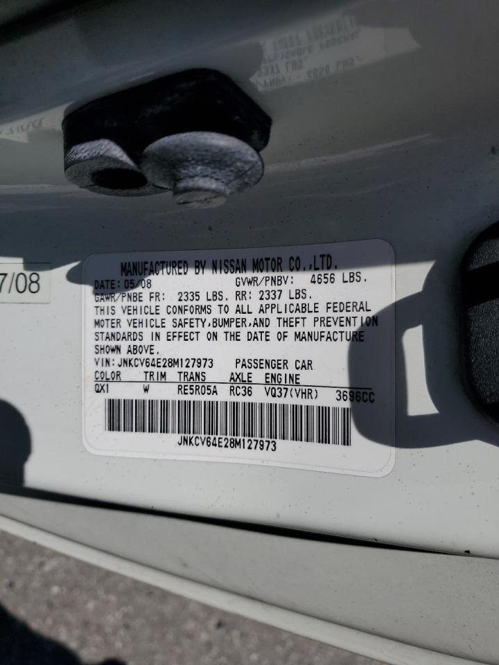 2008 Infiniti G37 Base VIN: JNKCV64E28M127973 Lot: 57087265
