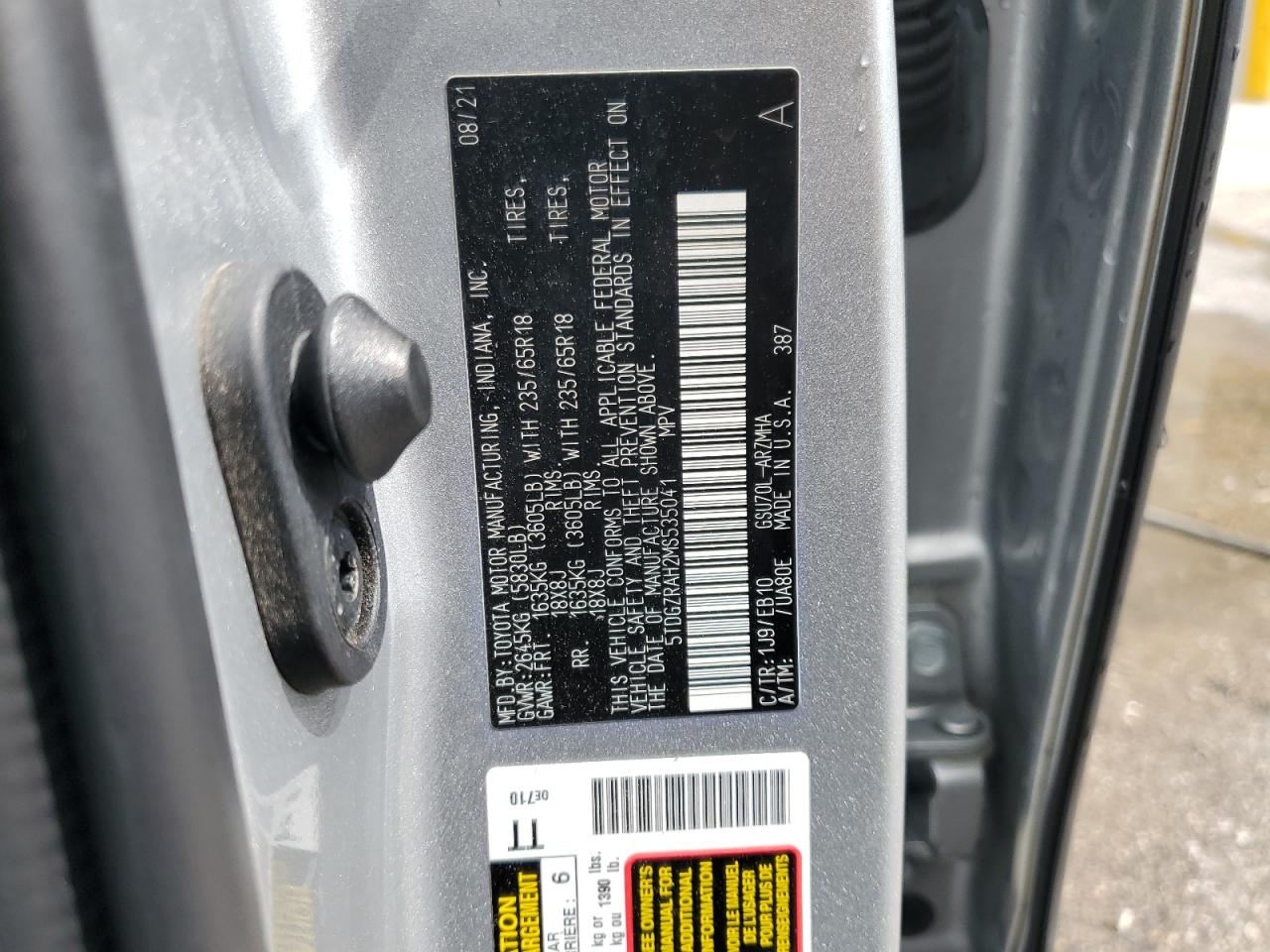 2021 Toyota Highlander Xle VIN: 5TDGZRAH2MS535041 Lot: 59042245