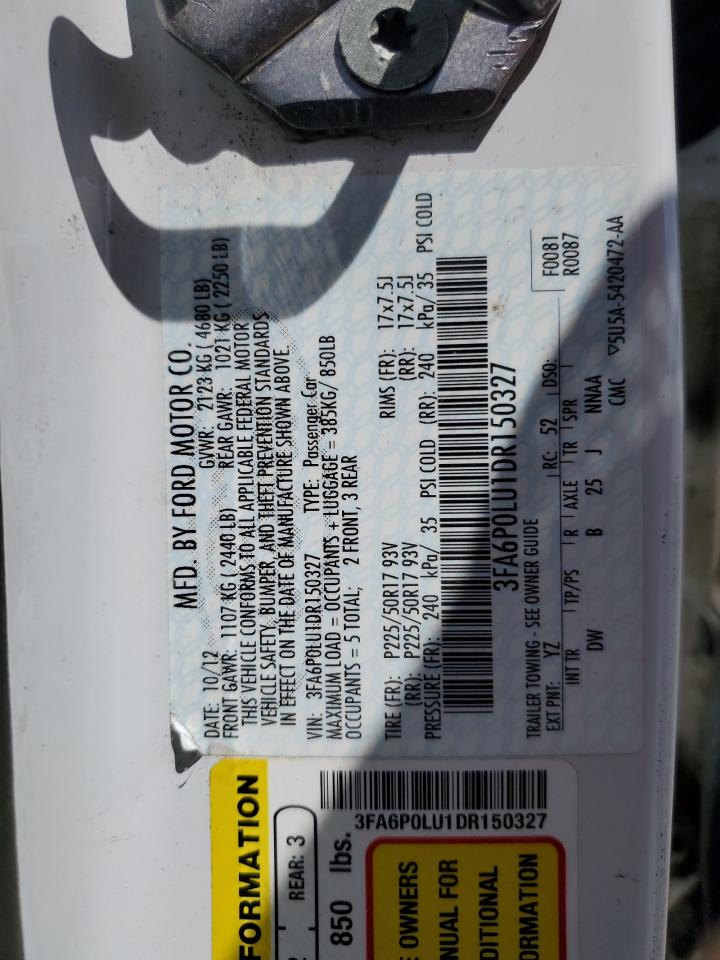 2013 Ford Fusion Se Hybrid VIN: 3FA6P0LU1DR150327 Lot: 55089335