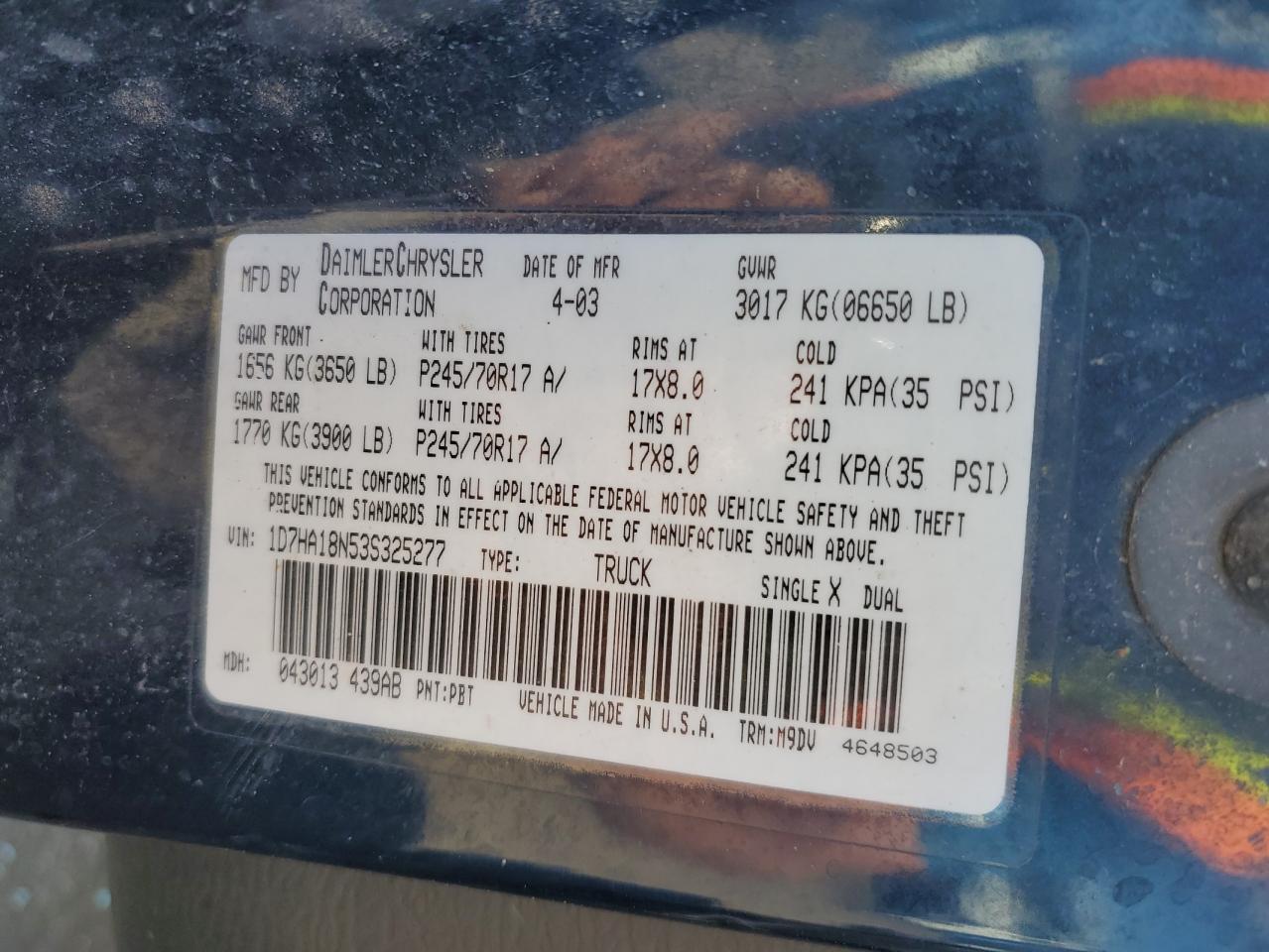 2005 Dodge Ram 1500 St VIN: 1D7HU18D35J567427 Lot: 57105745