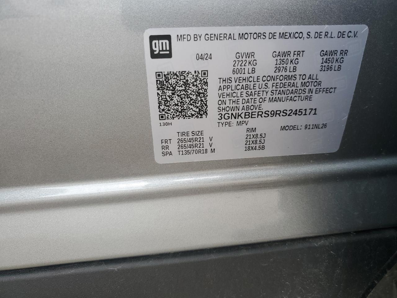 2024 Chevrolet Blazer Rs VIN: 3GNKBERS9RS245171 Lot: 55839285