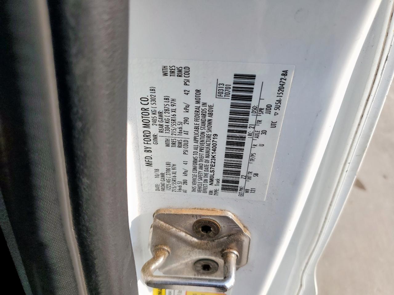 NM0LS7E23K1400719 FORD TRANSIT 2019