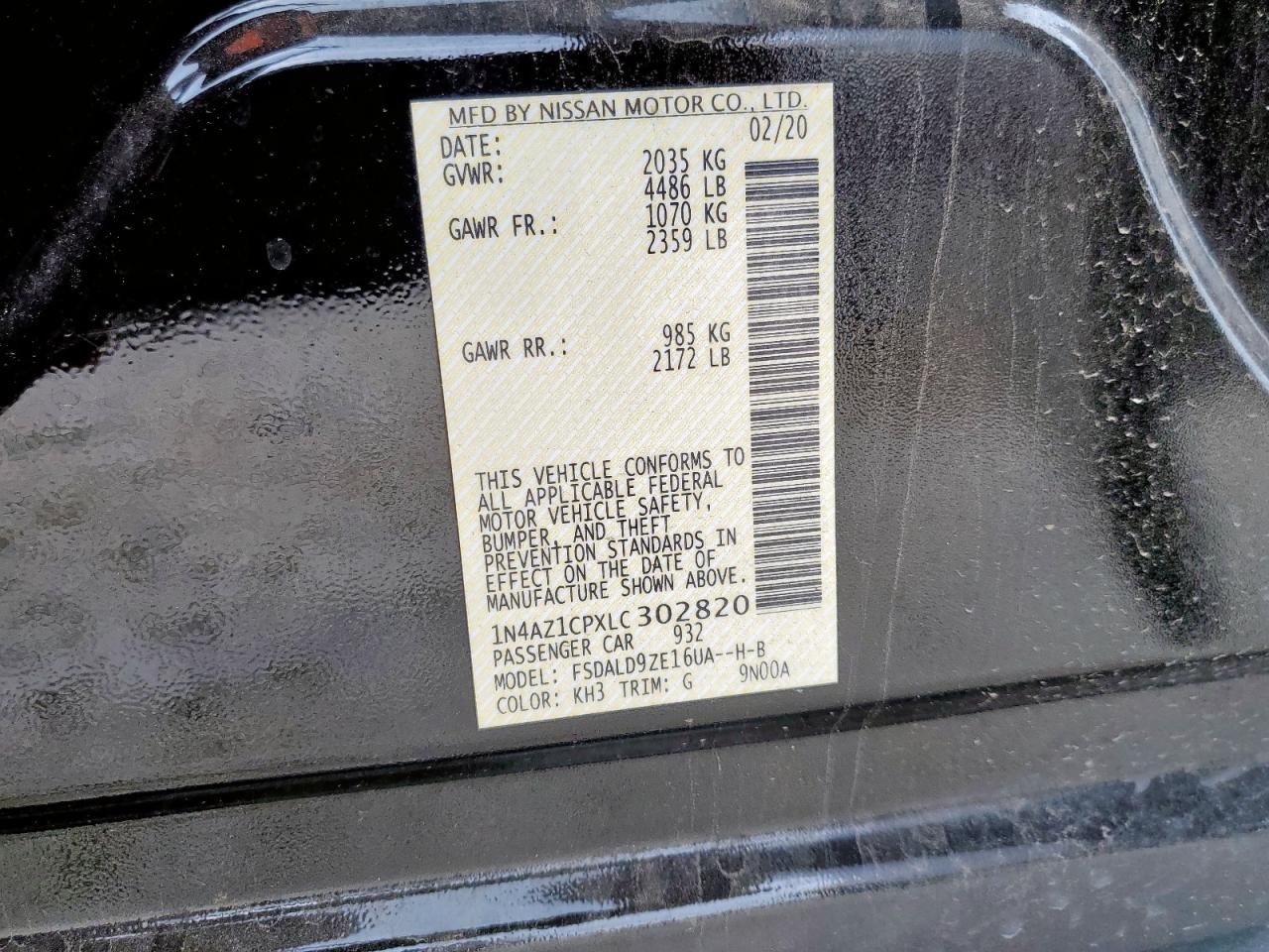 2020 Nissan Leaf Sv VIN: 1N4AZ1CPXLC302820 Lot: 56856915
