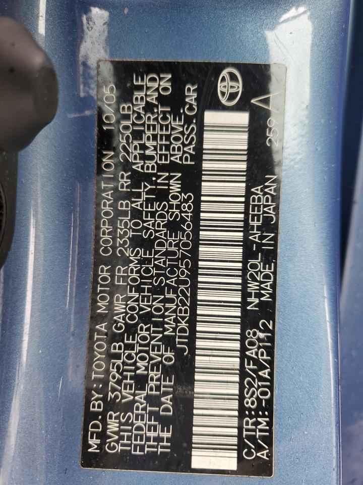 2005 Toyota Prius VIN: JTDKB22U957056483 Lot: 57083575