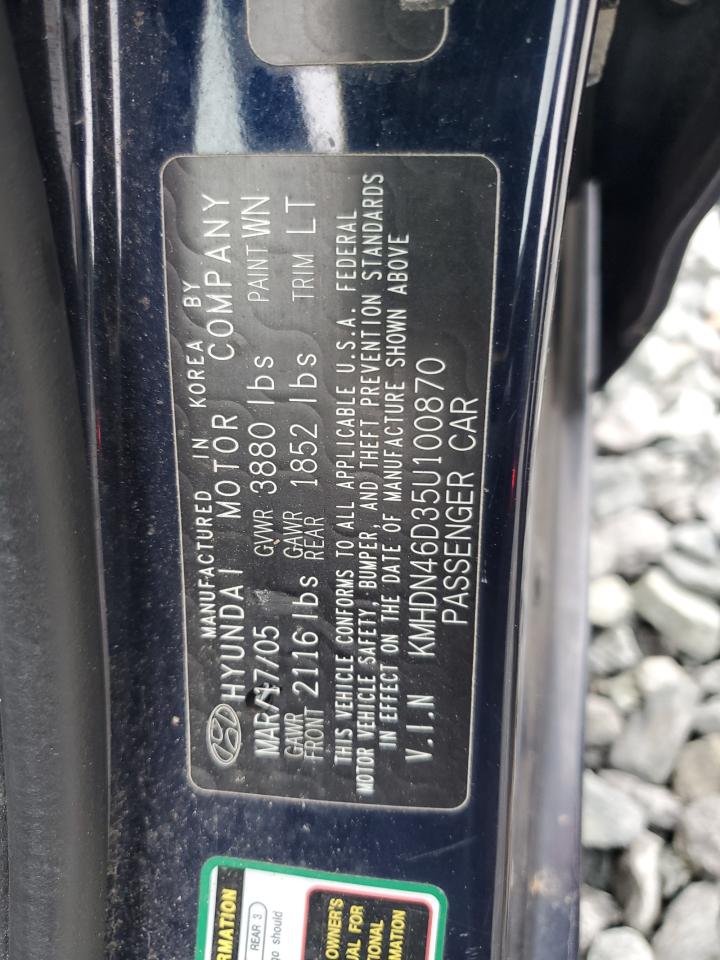2005 Hyundai Elantra Gls VIN: KMHDN46D35U100870 Lot: 57279485