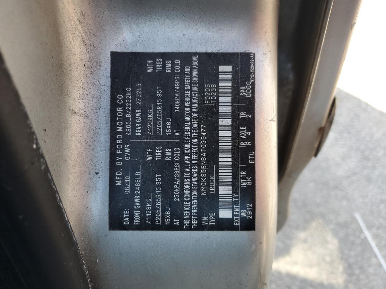 2010 Ford Transit Connect Xlt VIN: NM0KS9BN6AT039477 Lot: 56109585