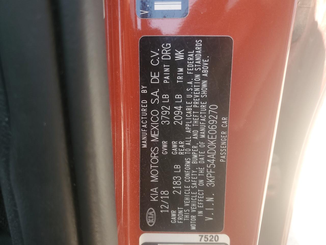 2019 Kia Forte Ex VIN: 3KPF54AD0KE069270 Lot: 57114675