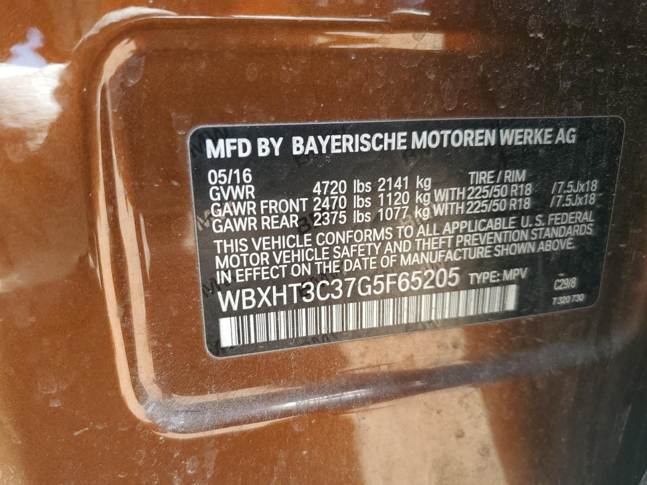 2016 BMW X1 xDrive28I VIN: WBXHT3C37G5F65205 Lot: 56987885