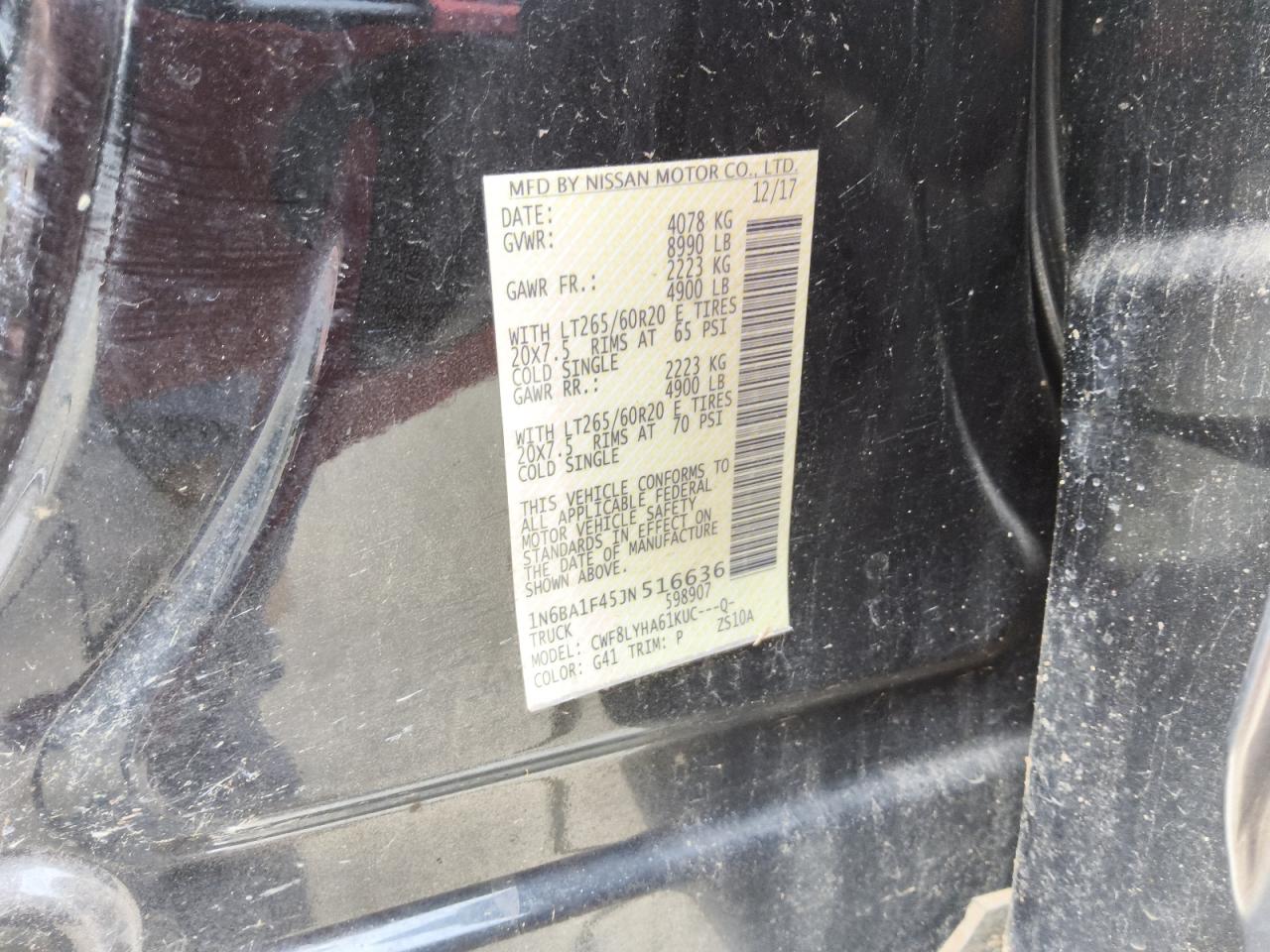 2018 Nissan Titan Xd Sl VIN: 1N6BA1F45JN516636 Lot: 55767725