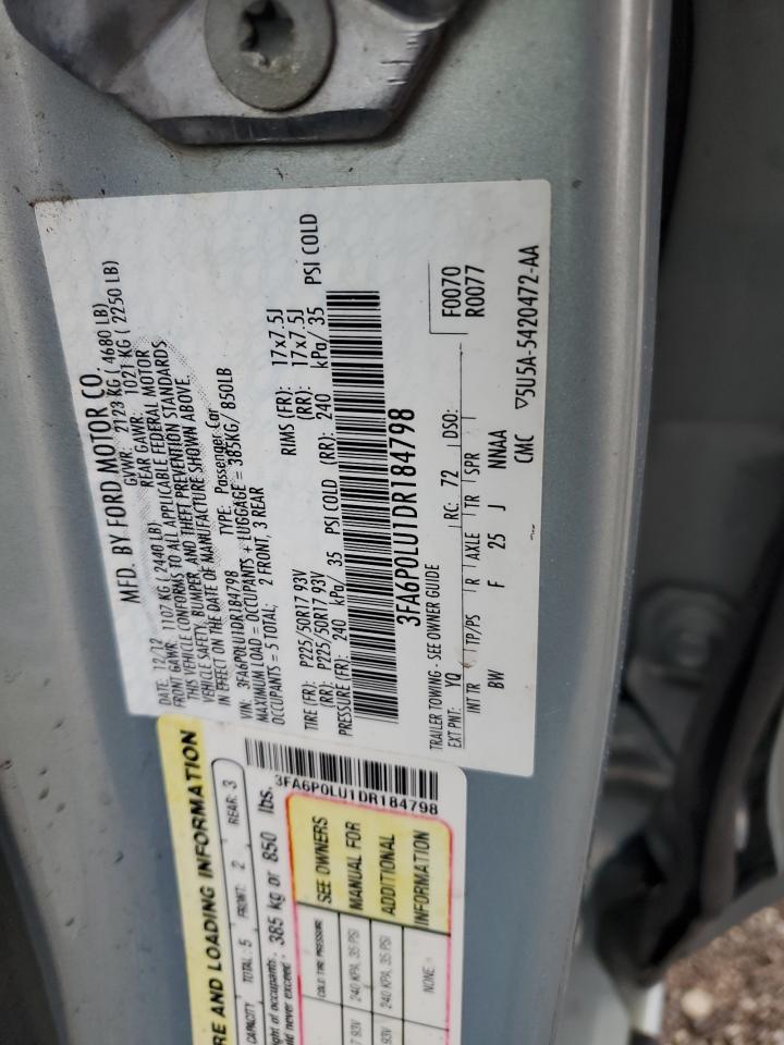 2013 Ford Fusion Se Hybrid VIN: 3FA6P0LU1DR184798 Lot: 57842675