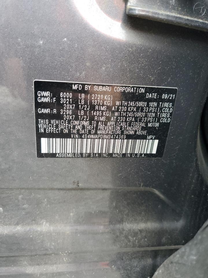 2021 Subaru Ascent Limited VIN: 4S4WMAPD8M3474369 Lot: 57800835