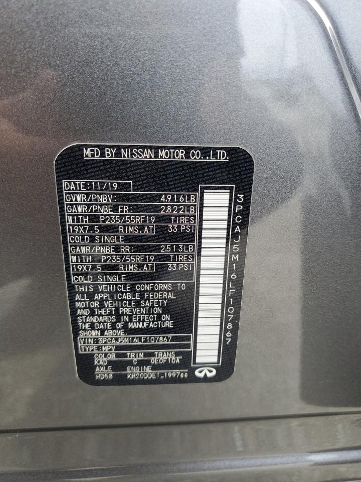 2020 Infiniti Qx50 Pure VIN: 3PCAJ5M16LF107867 Lot: 56687275
