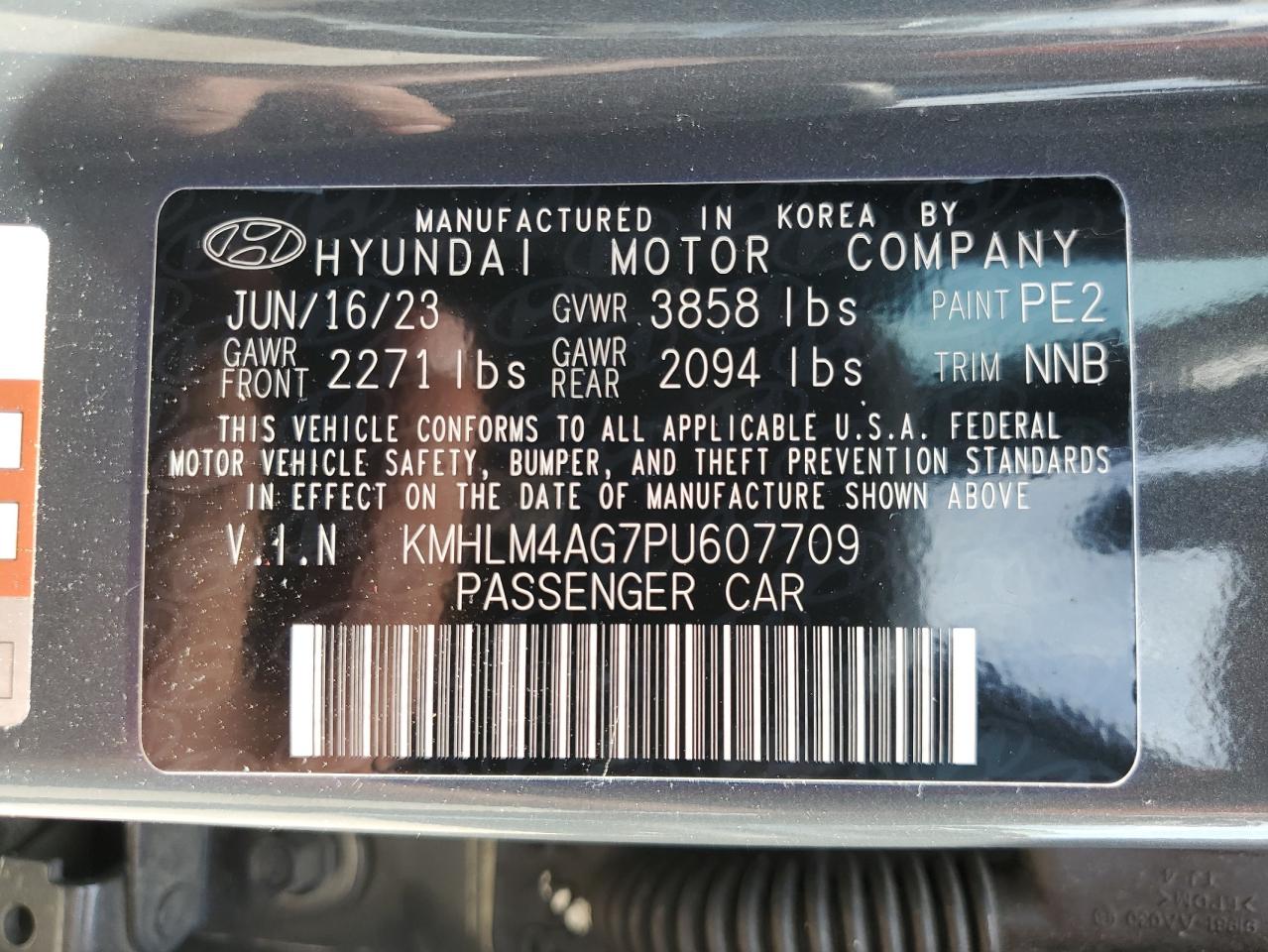 2023 Hyundai Elantra Sel VIN: KMHLM4AG7PU607709 Lot: 58713565