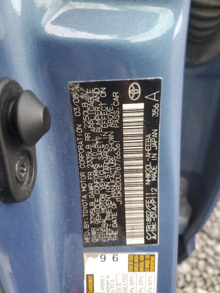 2008 Toyota Prius VIN: JTDKB20U787766361 Lot: 56573335